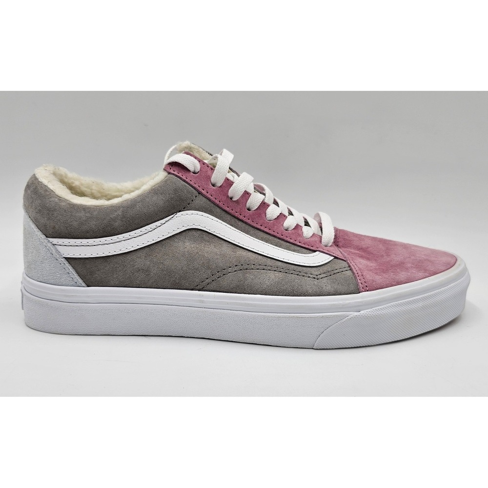 Vans Old Skool Suede Water‎ Repellent Faux Fur Lined Sneakers Grey Pink Mens 9.5